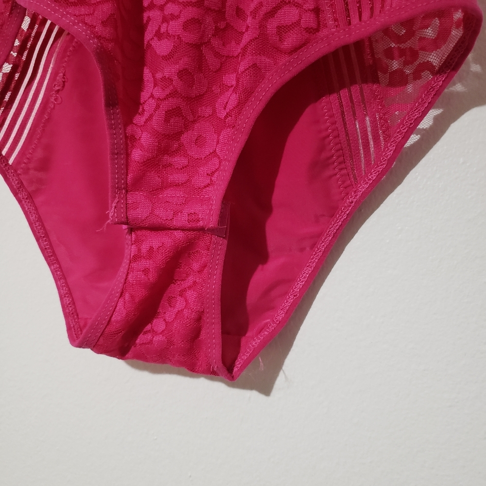 FRENCH AFFAIR Push Up BodySuit Lacey Cheetah Print Pink - Picture 8 of 16